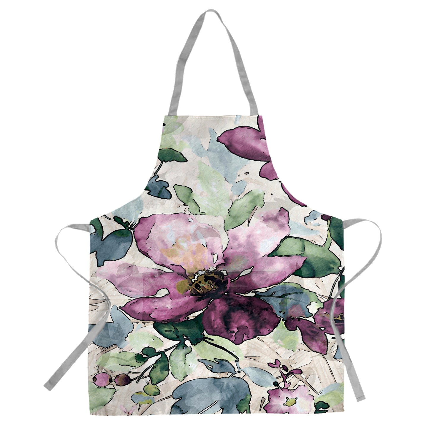 Watercolour Faded Florals Medium Length Apron By Mark Van Vuuren