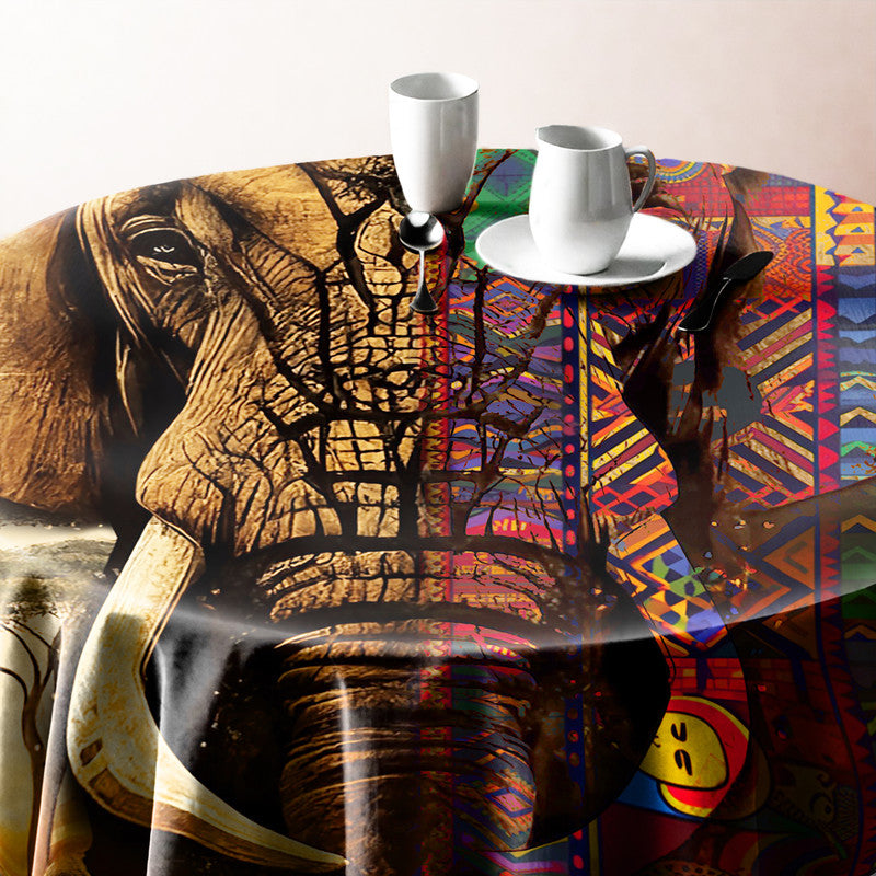 Abstract Africa Elephant Round Tablecloth