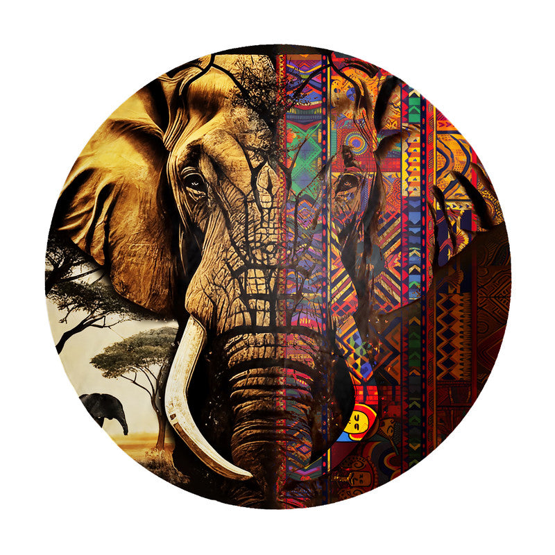 Abstract Africa Elephant Round Tablecloth