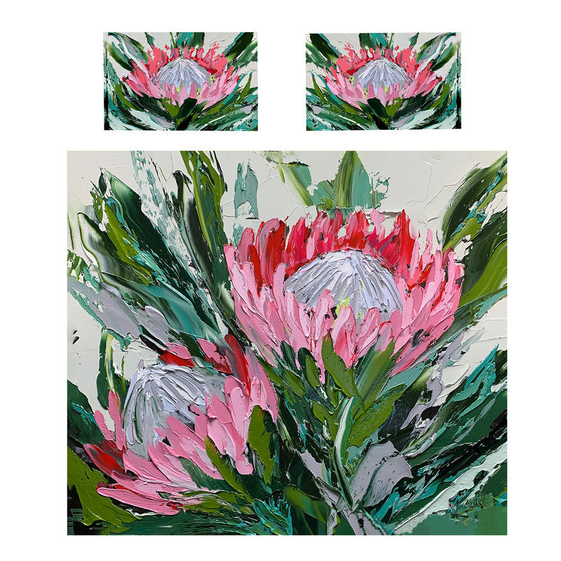 Abstract Double King Protea By Juanette Menderoi Duvet Cover Set