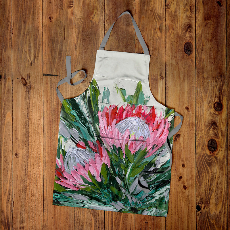 Abstract Double King Protea By Juanette Menderoi Medium Length Apron