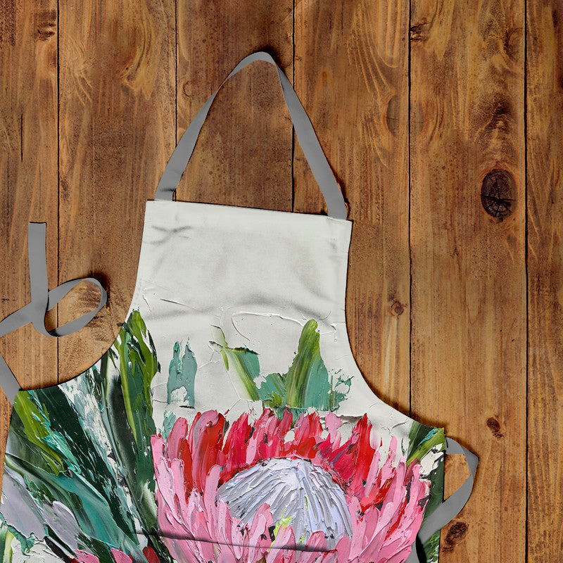 Abstract Double King Protea By Juanette Menderoi Medium Length Apron