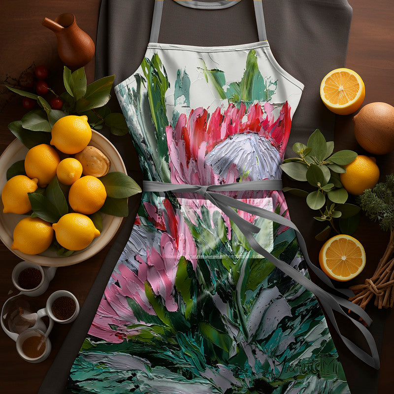 Abstract Double King Protea By Juanette Menderoi Medium Length Apron
