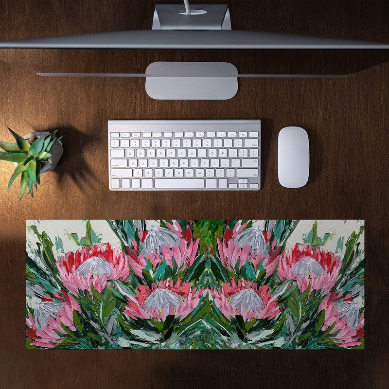 Abstract Double King Protea Large Desk Pad By Juanette Menderoi