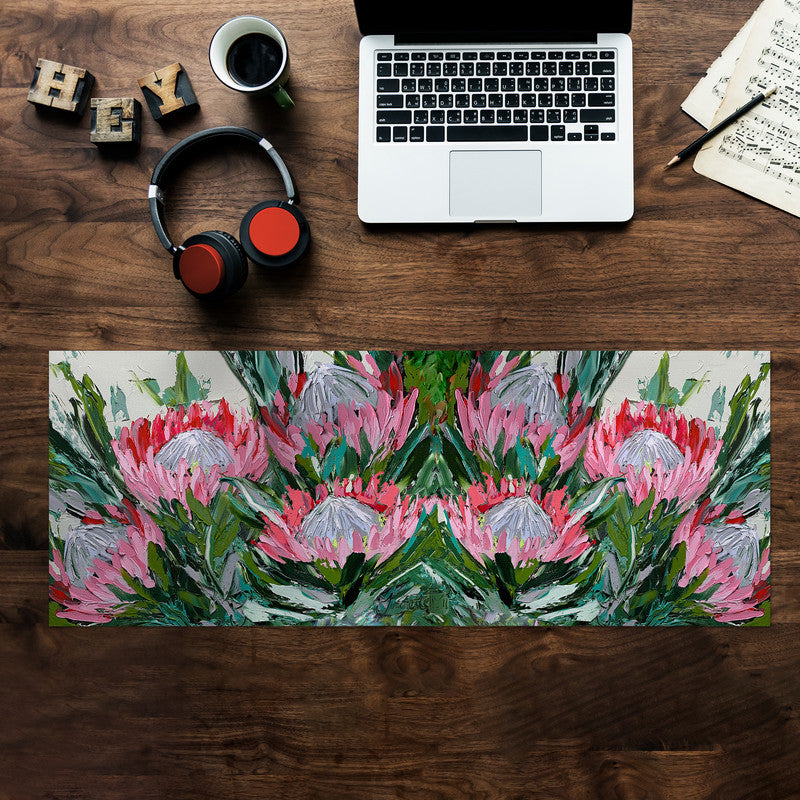 Abstract Double King Protea Large Desk Pad By Juanette Menderoi