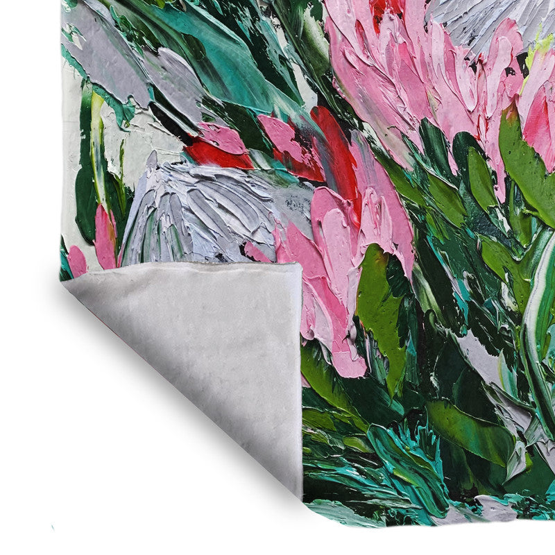 Abstract Double King Protea Light Weigt Fleece Blanket By Juanette Menderoi