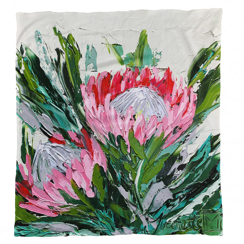 Abstract Double King Protea Light Weigt Fleece Blanket By Juanette Menderoi