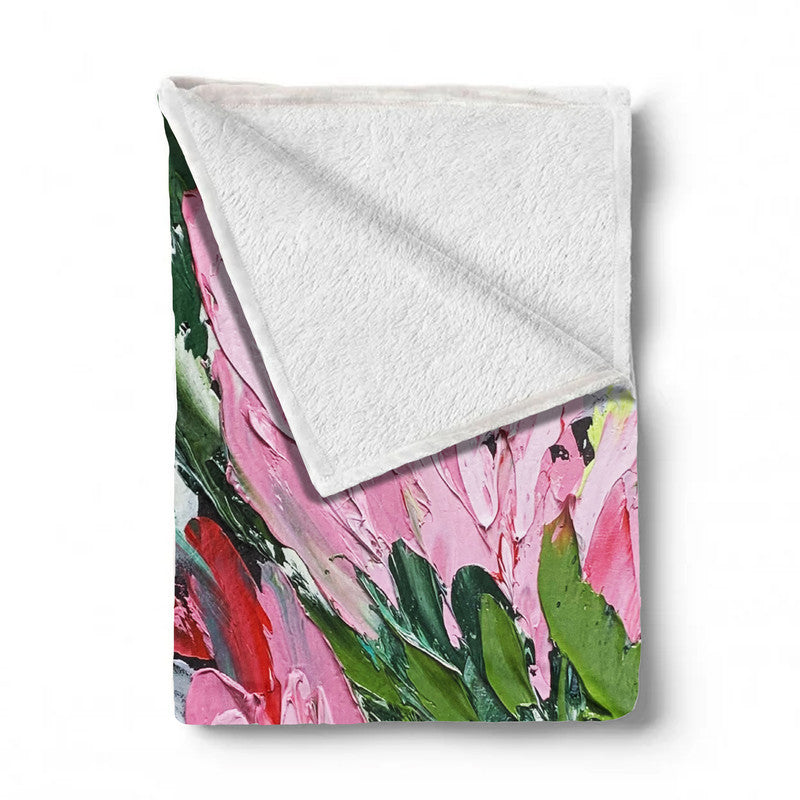 Abstract Double King Protea Light Weigt Fleece Blanket By Juanette Menderoi