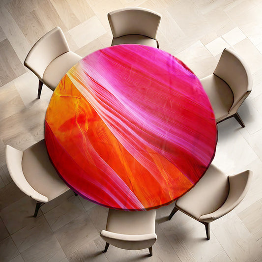 Abstract Fire Glow Round Tablecloth