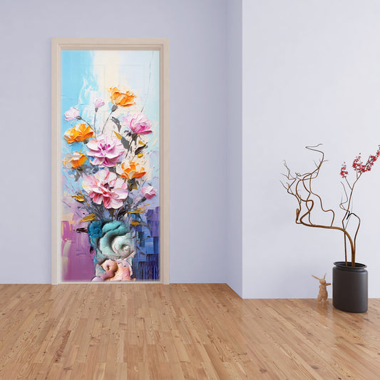 Abstract Floral Vase Door Decoupage