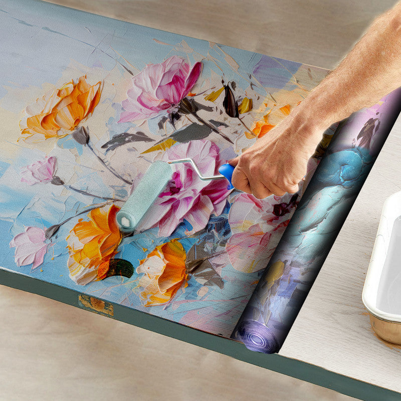 Abstract Floral Vase Door Decoupage
