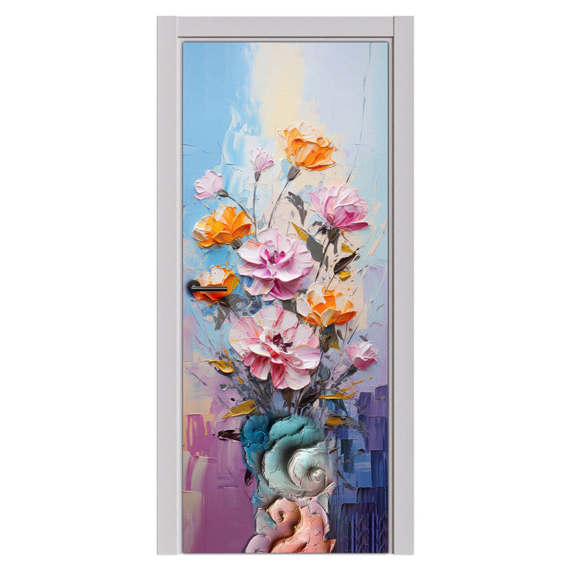 Abstract Floral Vase Door Decoupage