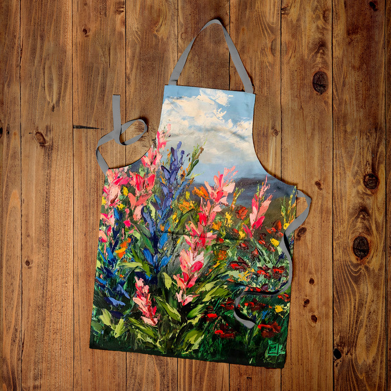 Abstract Fynbos By Juanette Menderoi Medium Length Apron