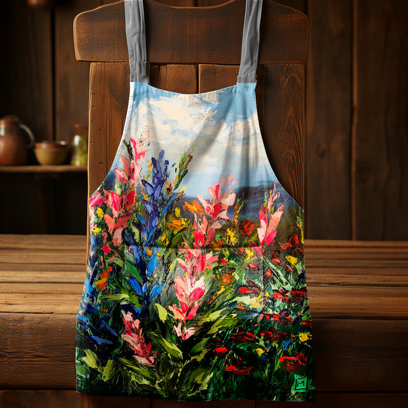 Abstract Fynbos By Juanette Menderoi Medium Length Apron