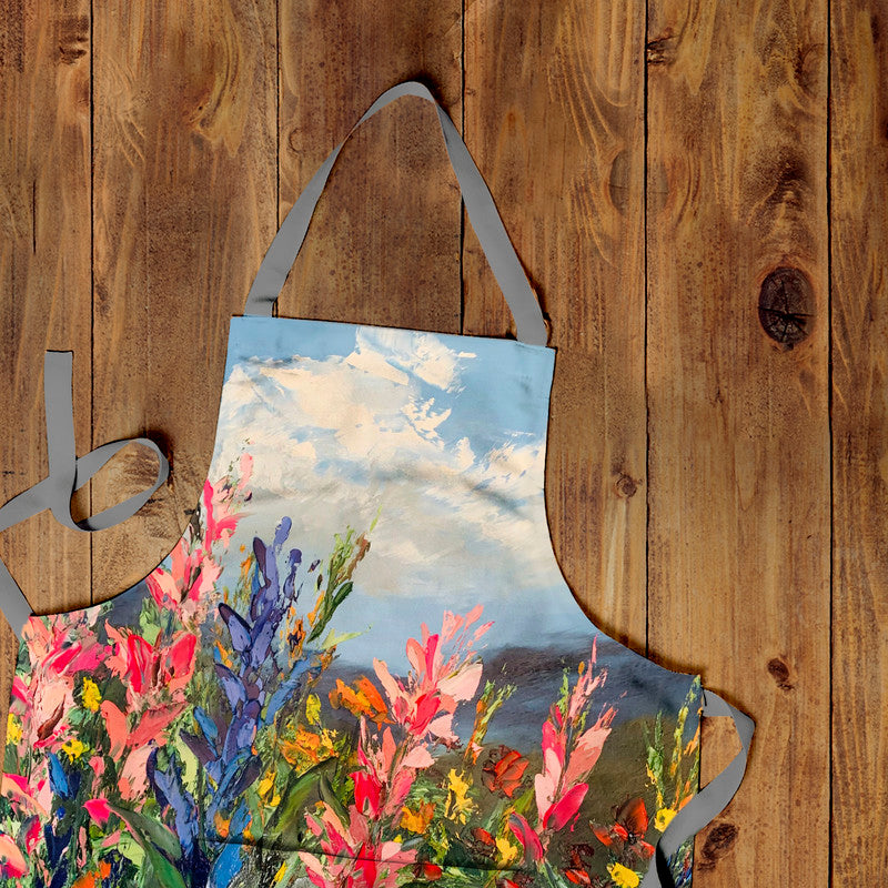 Abstract Fynbos By Juanette Menderoi Medium Length Apron