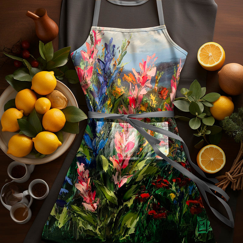 Abstract Fynbos By Juanette Menderoi Medium Length Apron