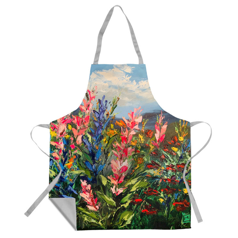 Abstract Fynbos By Juanette Menderoi Medium Length Apron