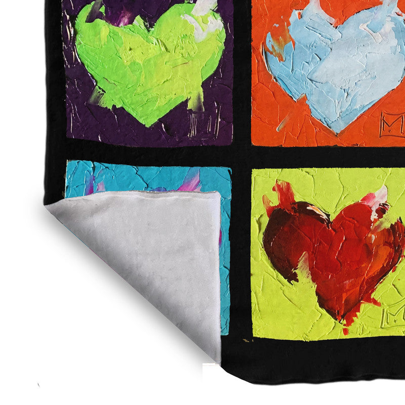 Abstract Heart Blue Light Weight Fleece Blanket by Juanette Menderoi