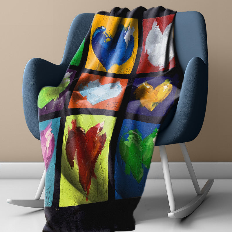 Abstract Heart Blue Light Weight Fleece Blanket by Juanette Menderoi
