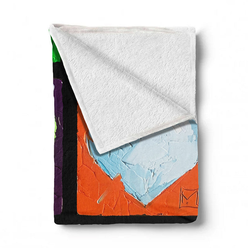 Abstract Heart Blue Light Weight Fleece Blanket by Juanette Menderoi