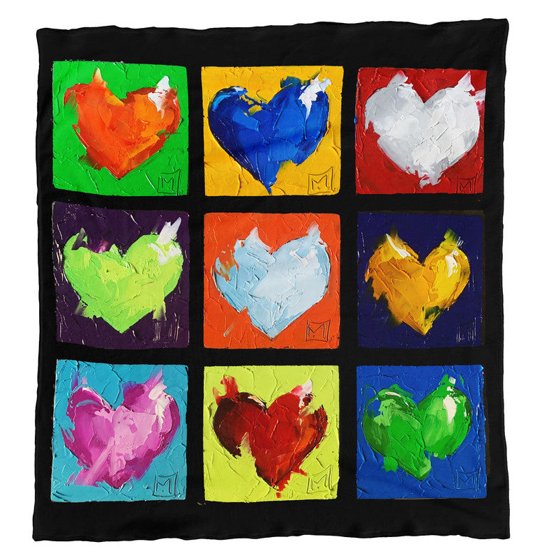 Abstract Heart Blue Light Weight Fleece Blanket by Juanette Menderoi