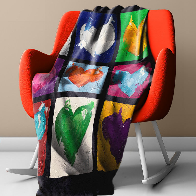 Abstract Heart Orange Light Weight Fleece Blanket by Juanette Menderoi