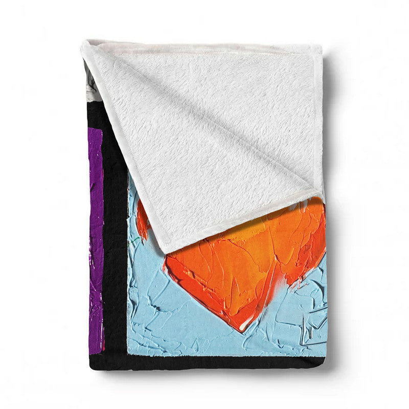 Abstract Heart Orange Light Weight Fleece Blanket by Juanette Menderoi