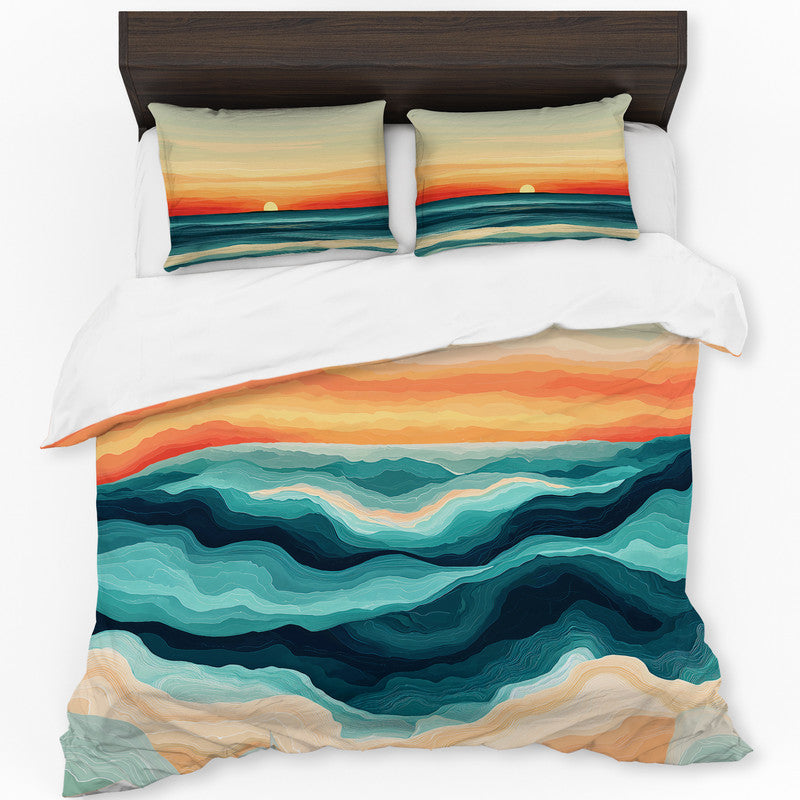 Abstract Ocean Sunset Duvet Cover Set by Wikus Schalkwyk