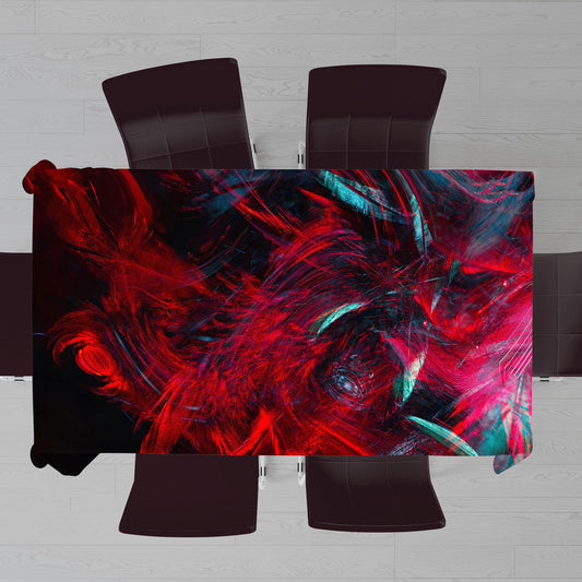 Abstract Red Waves Rectangle Tablecloth