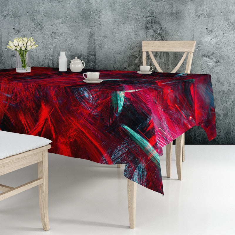Abstract Red Waves Rectangle Tablecloth