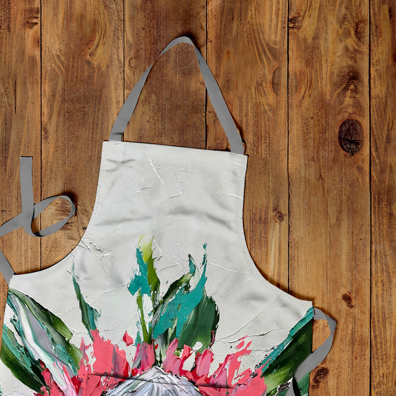 Abstract Single King Protea By Juanette Menderoi Medium Length Apron