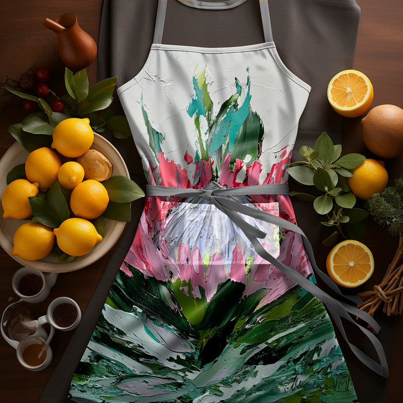Abstract Single King Protea By Juanette Menderoi Medium Length Apron