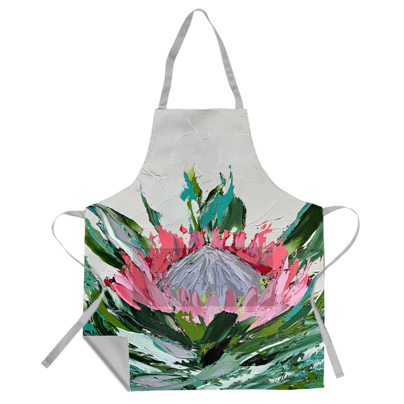 Abstract Single King Protea By Juanette Menderoi Medium Length Apron