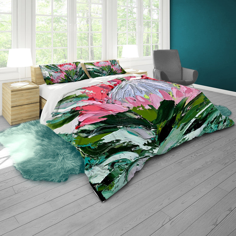Abstract Single King Protea By Juanette Menderoi Duvet Cover Set