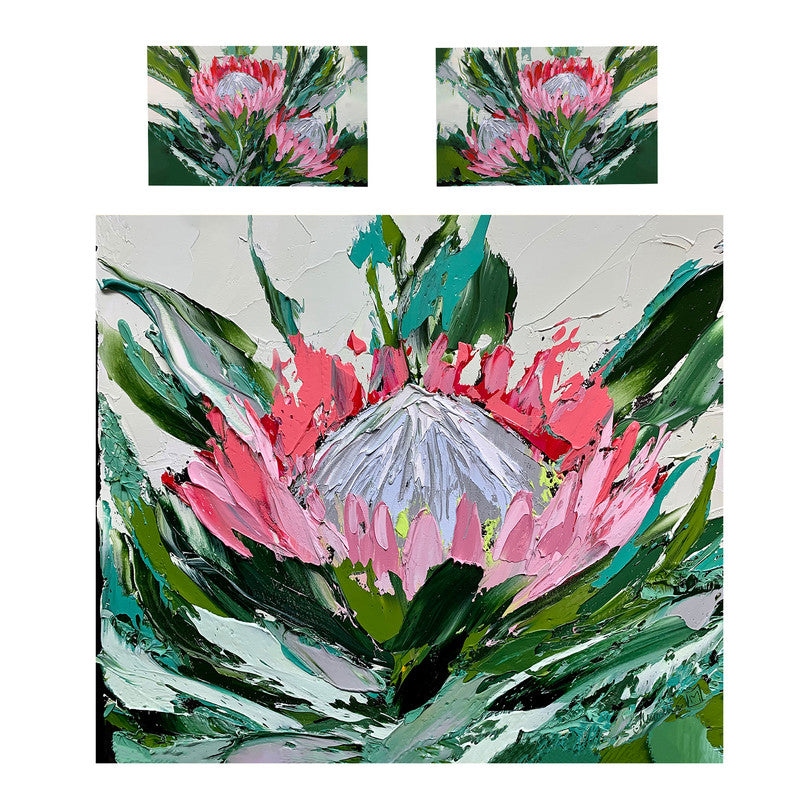Abstract Single King Protea By Juanette Menderoi Duvet Cover Set