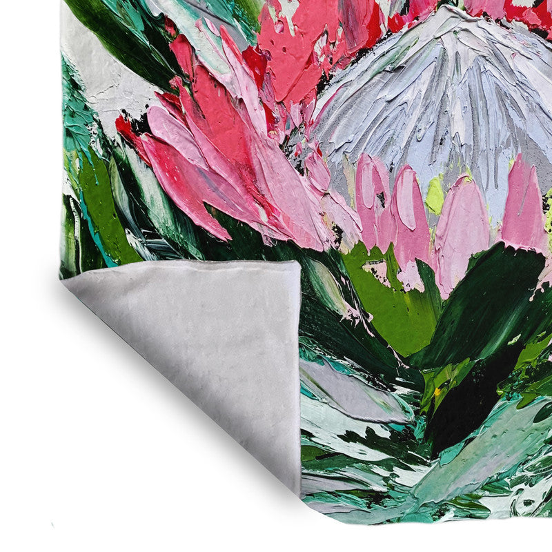 Abstract Single King Protea Light Weigt Fleece Blanket By Juanette Menderoi