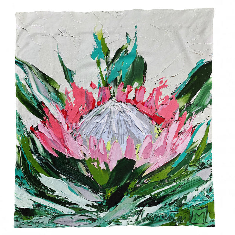 Abstract Single King Protea Light Weigt Fleece Blanket By Juanette Menderoi