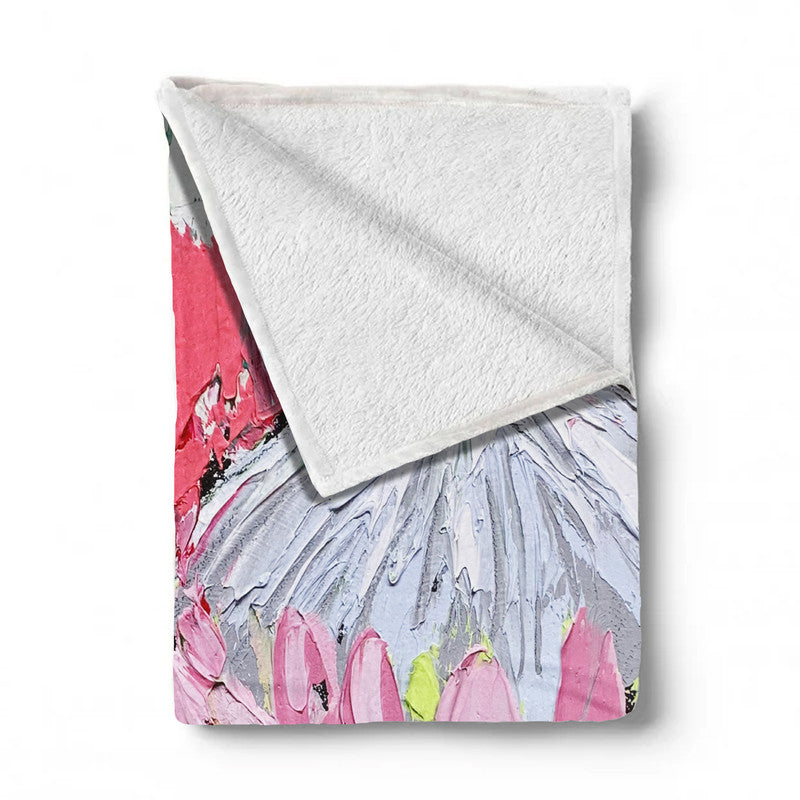 Abstract Single King Protea Light Weigt Fleece Blanket By Juanette Menderoi