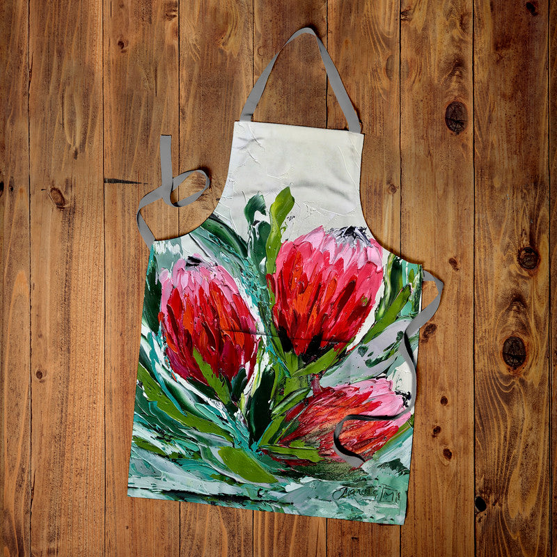 Abstract Trio Protea By Juanette Menderoi Medium Length Apron