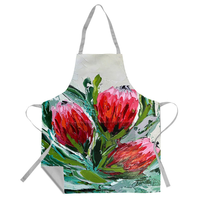 Abstract Trio Protea By Juanette Menderoi Medium Length Apron