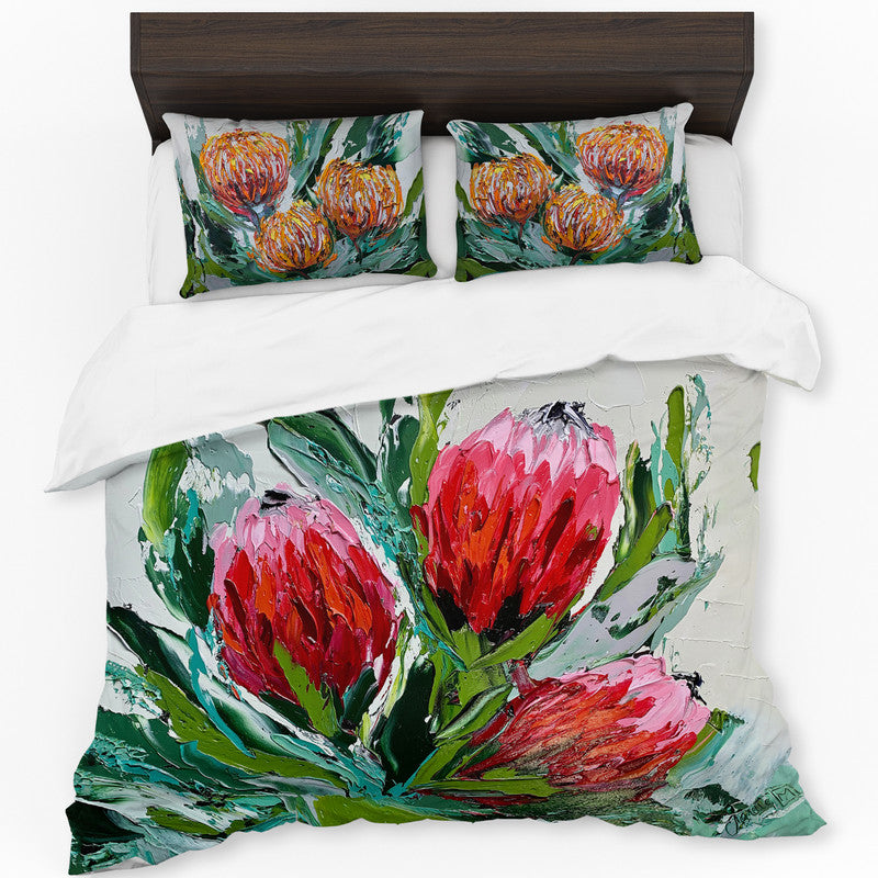 Abstract Trio Protea By Juanette Menderoi Duvet Cover Set