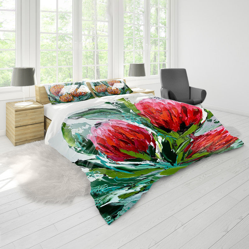 Abstract Trio Protea By Juanette Menderoi Duvet Cover Set
