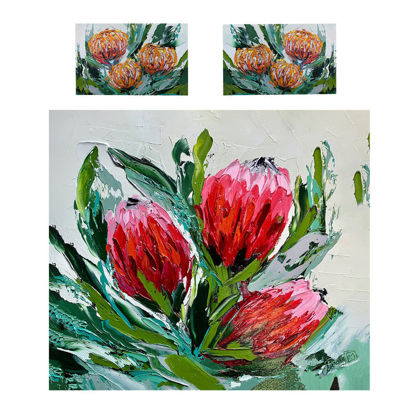 Abstract Trio Protea By Juanette Menderoi Duvet Cover Set