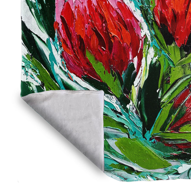 Abstract Trio Protea Light Weigt Fleece Blanket By Juanette Menderoi