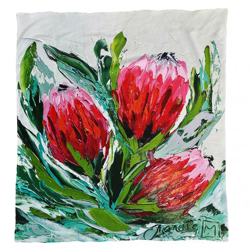 Abstract Trio Protea Light Weigt Fleece Blanket By Juanette Menderoi