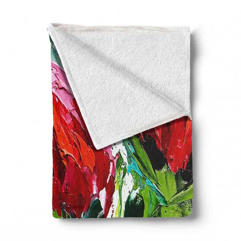 Abstract Trio Protea Light Weigt Fleece Blanket By Juanette Menderoi