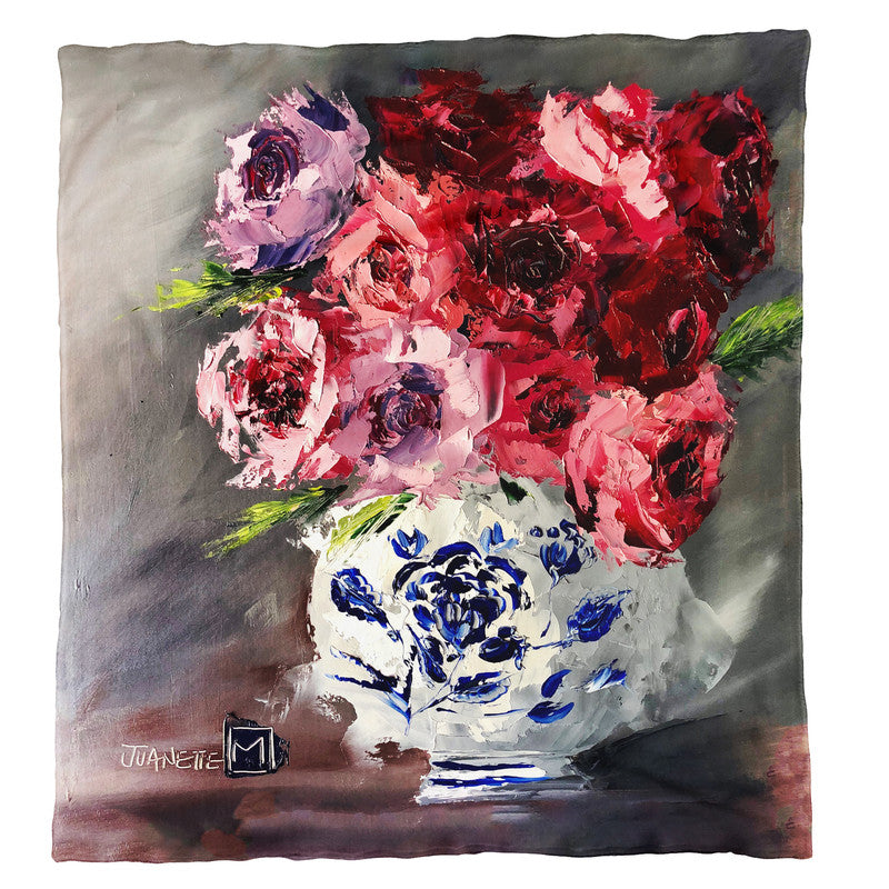 Abstract Vase of Flowers Light Weight Fleece Blanket by Juanette Menderoi