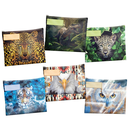 Abstract Wild Life Subject Savvy Book Bags Set Of 6