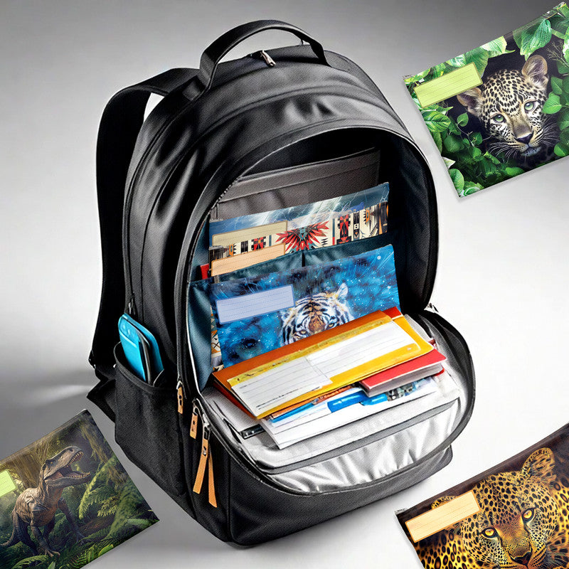 Abstract Wild Life Subject Savvy Book Bags Set Of 6