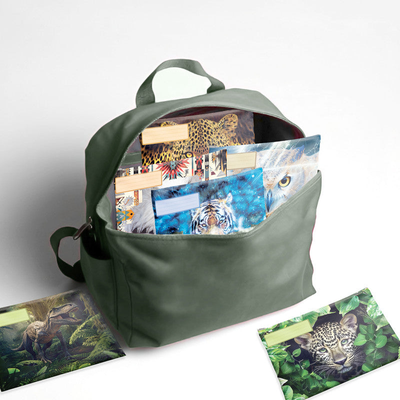 Abstract Wild Life Subject Savvy Book Bags Set Of 6
